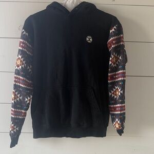 Hooey Black Hoodie with Patterned Sleeves